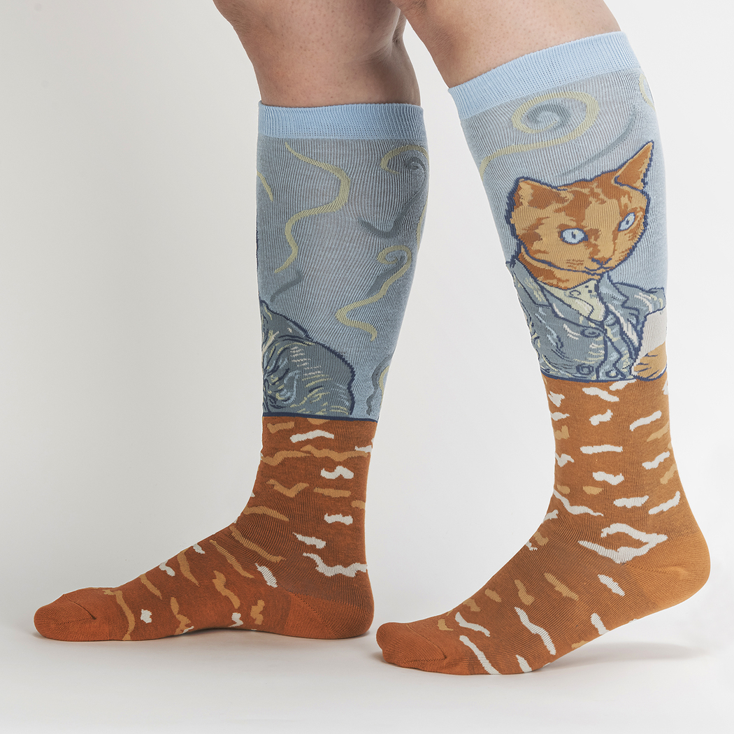 Sock it to Me - Knee High - Cat Van Gogh, a Selfie Portrait