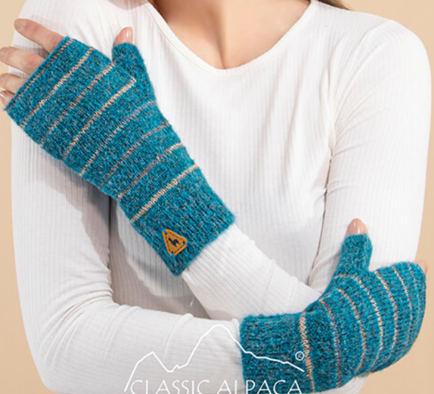 Classic Alpaca - Brushed Striped Alpaca Fingerless Gloves