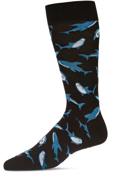 MeMoi/Men&#39;s Shark Attack Bamboo Crew Socks