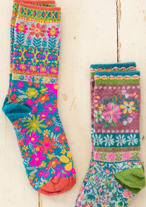 Natural Life Boho Sock Set, Set of 2 - Flower