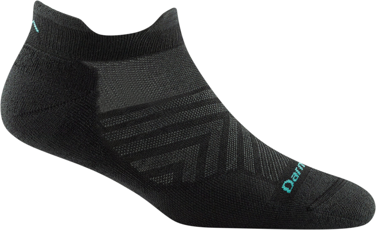 Darn Tough 1047 Run No Show Tab Ultra-Lightweight Cushion Women&#39;s Sock in black on display