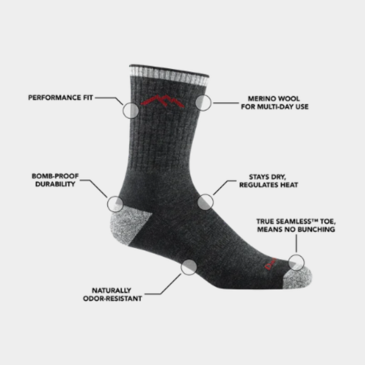 Darn Tough 1466 Hiker Micro Crew Midweight with Cushion Men&#39;s Sock information 