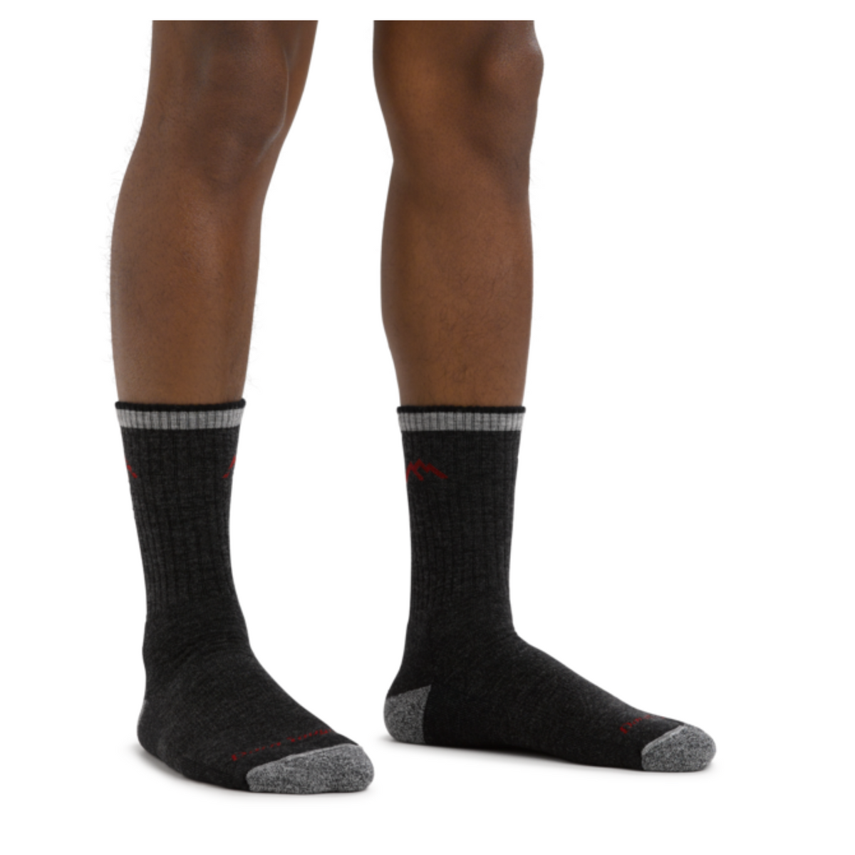 Darn Tough 1466 Hiker Micro Crew Midweight with Cushion Men&#39;s Sock in black on model