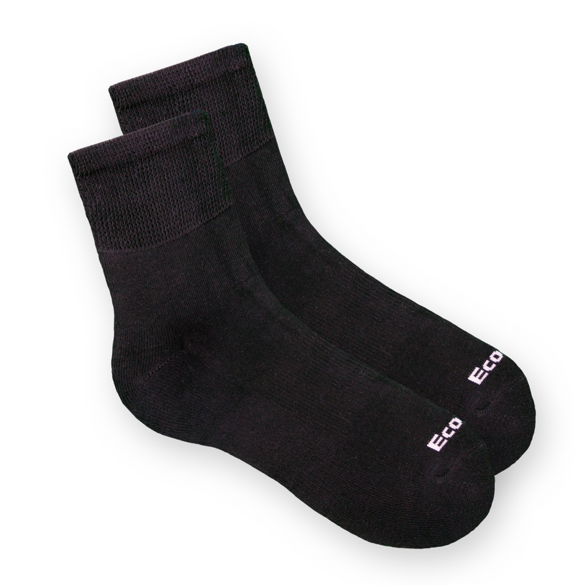 Pair of black Ecosox Diabetic Non-Binding Bamboo Quarter Height women&#39;s and men&#39;s socks