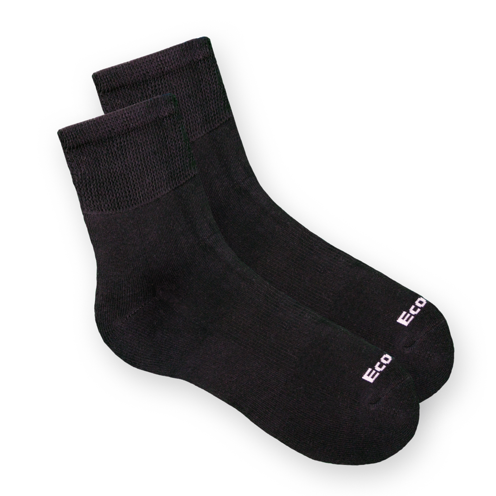 Pair of black Ecosox Diabetic Non-Binding Bamboo Quarter Height women's and men's socks