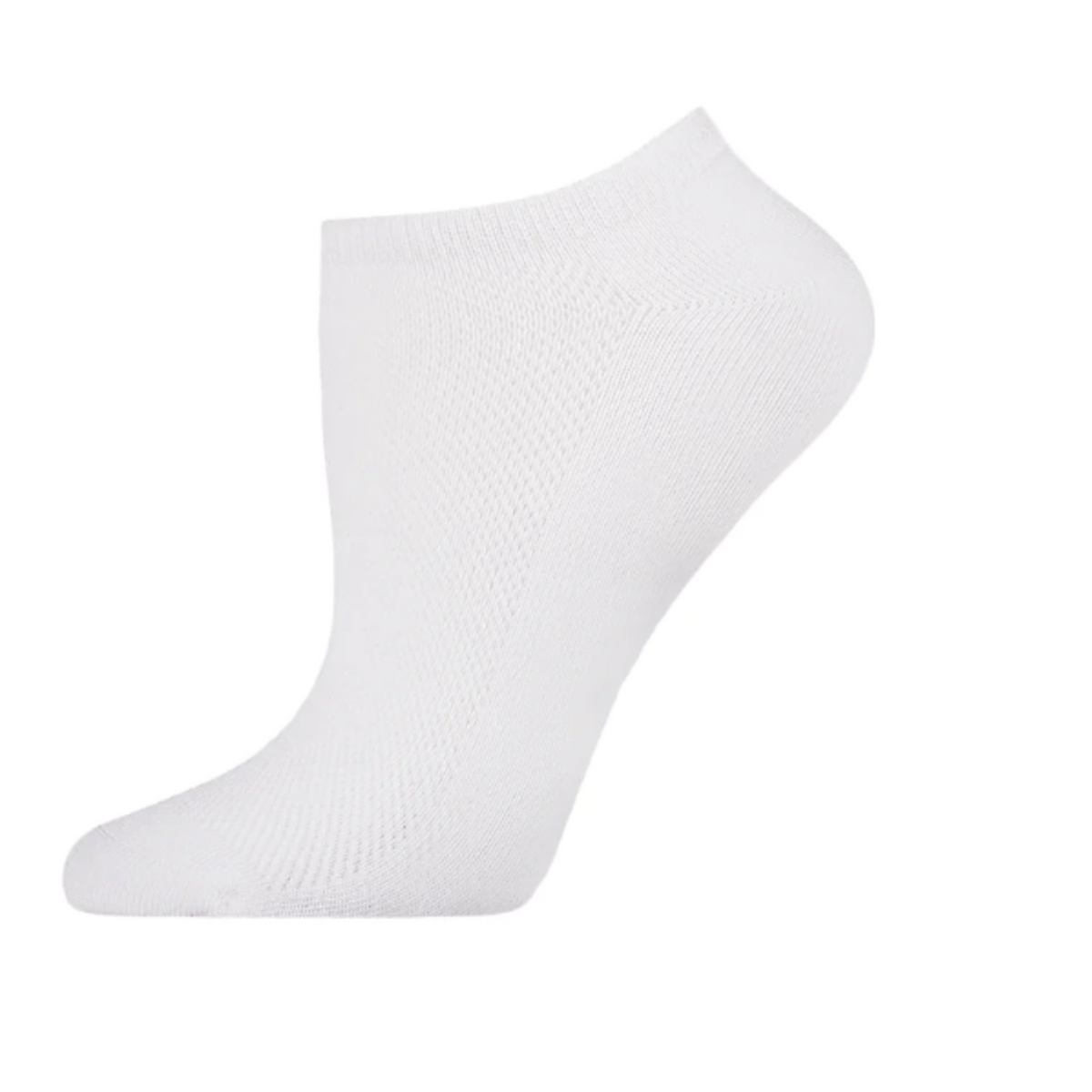 MeMoi Organic Cotton Mesh Top Breathable Liner women&#39;s sock in White on display from side