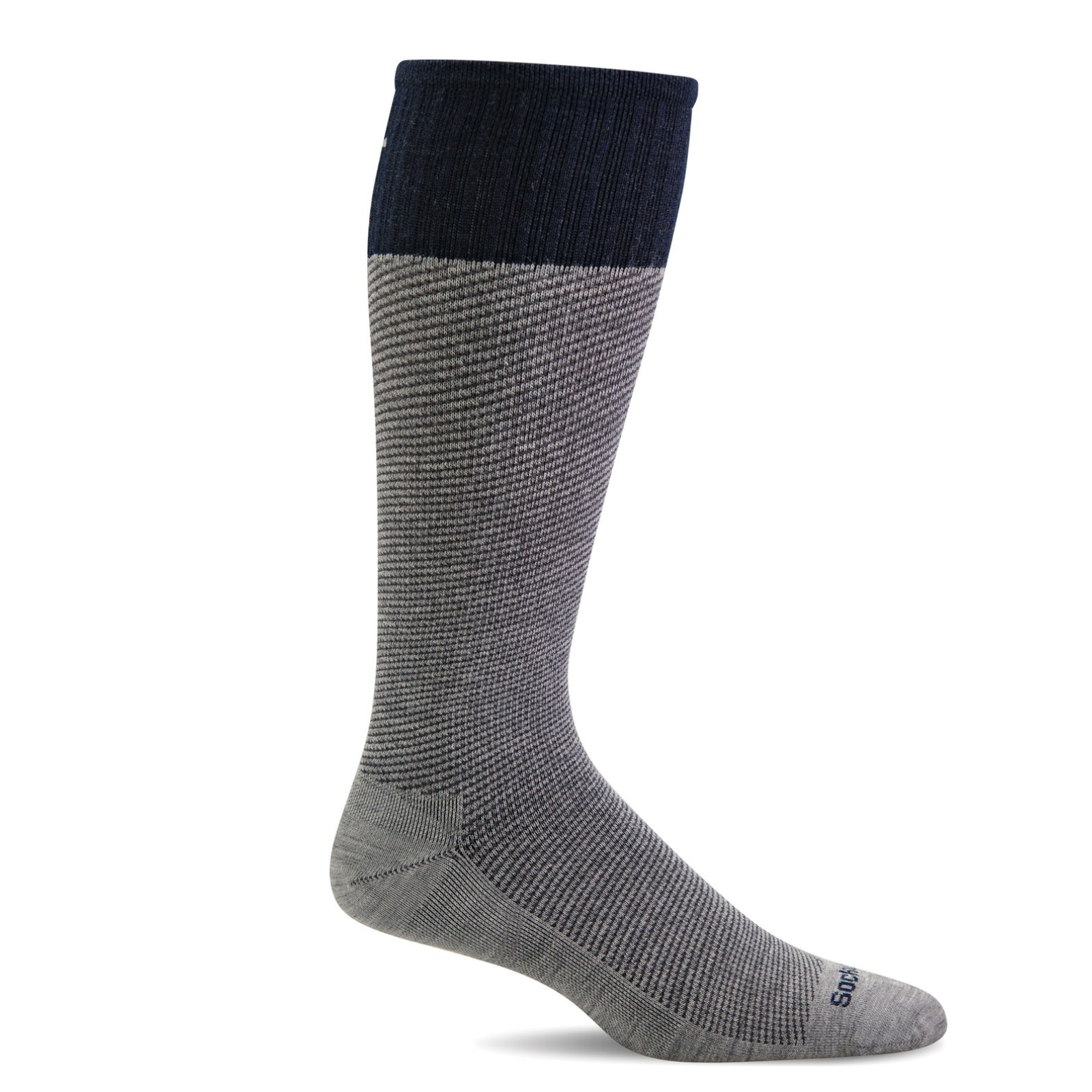 Sockwell Bart moderate graduated compression (15-20mmHg) men's knee sock sock featuring gray sock with black cuff