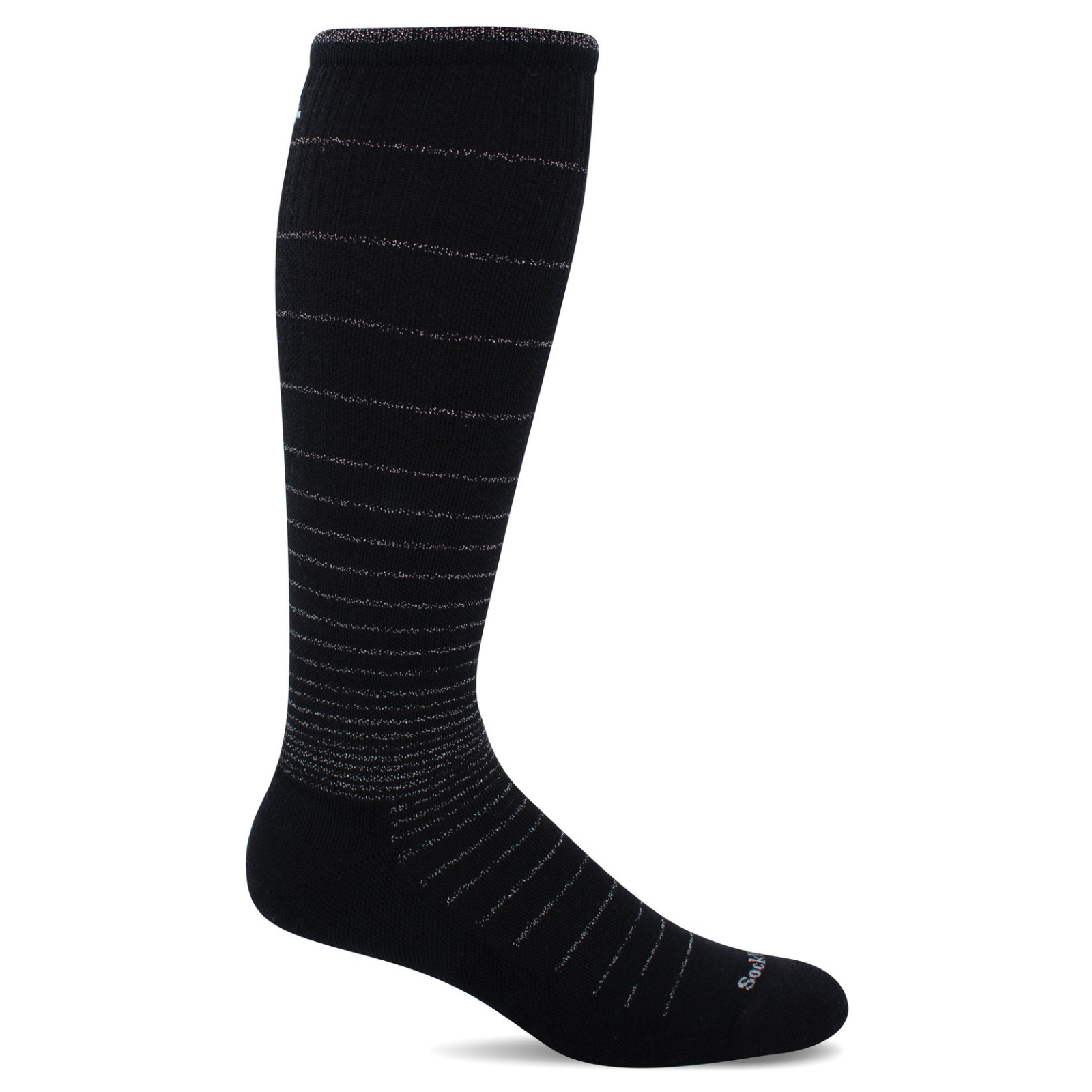 Sockwell Circulator moderate graduated compression (15-20 mmHg) knee high women's sock in black sparkle
