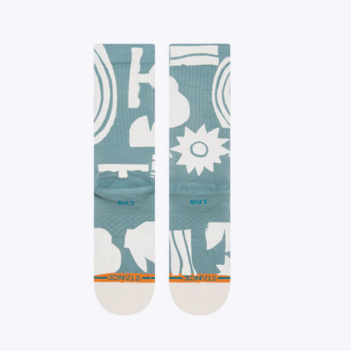 Back of Stance Sun Dialed men&#39;s sock featuring pale blue sock with white graphic print